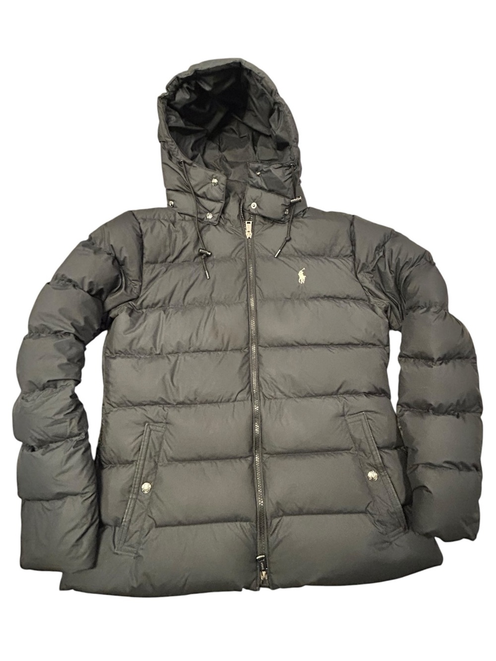 Polo Ralph Lauren Black Hooded Quilted Duck Down Filled Puffer Jacket Women’s L